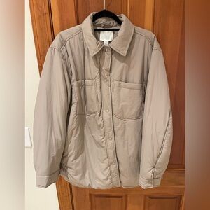 H&M shirt jacket with puff taupe large
